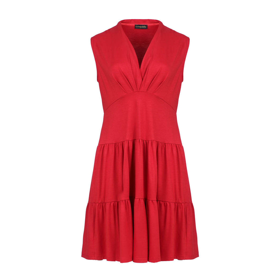 Red Sleeveless V-Neck Jersey Dress