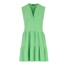 Load image into Gallery viewer, Apple Green Sleeveless V-Neck Jersey Dress – Loose Fit, Knee-Length
