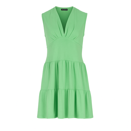 Apple Green Sleeveless V-Neck Jersey Dress – Loose Fit, Knee-Length