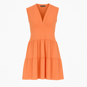 Tangerine Orange Cotton-Elastane Jersey Sleeveless Dress