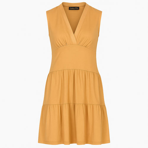 Chic Dark Biscuit Sleeveless V-Neck Jersey Dress