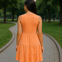 Load image into Gallery viewer, Peach Sleeveless V-Neck Jersey Dress