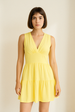 Load image into Gallery viewer, Lemon Sleeveless V-Neck Jersey Dress – Loose Fit, Knee-Length