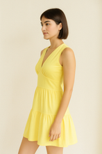 Load image into Gallery viewer, Lemon Sleeveless V-Neck Jersey Dress – Loose Fit, Knee-Length