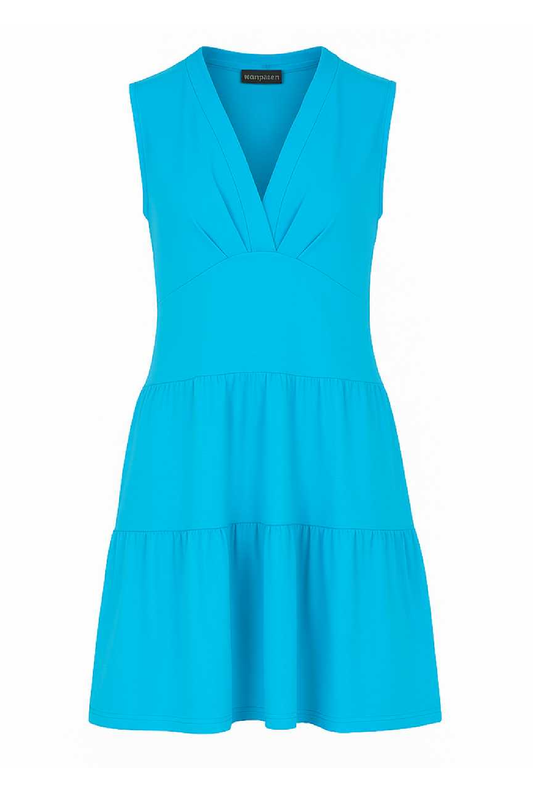 Sleeveless V-Neck Jersey Dress in Vibrant Blue