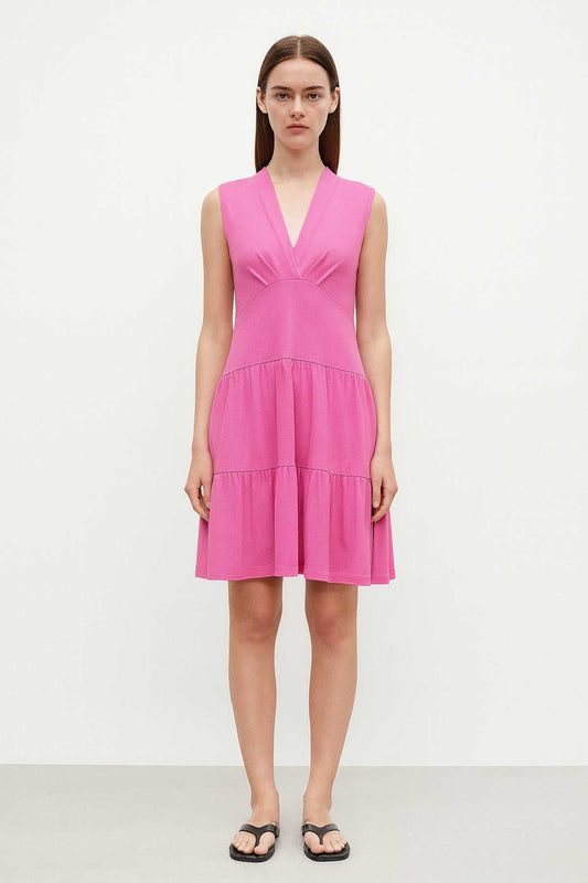 Fuchsia Micromodal-Blend Jersey Sleeveless Dress