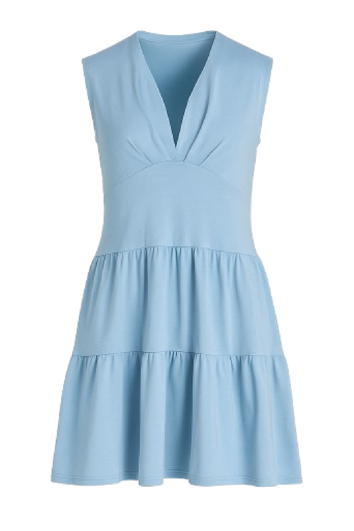 Conquista Φόρεμα Mini Casual Αμάνικο V-Λαιμόκοψη Με Σούρες Μονόχρωμο Γαλάζιο C241-132-70