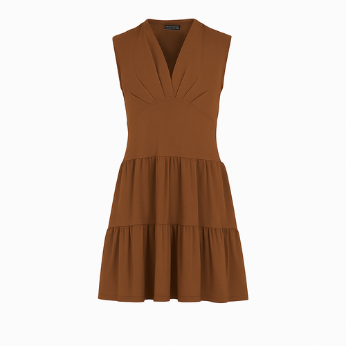 Cinnamon Brown Micromodal-Blend Jersey Sleeveless Dress