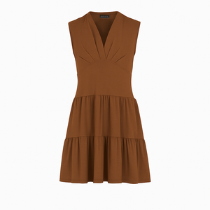 Cinnamon Brown Micromodal-Blend Jersey Sleeveless Dress