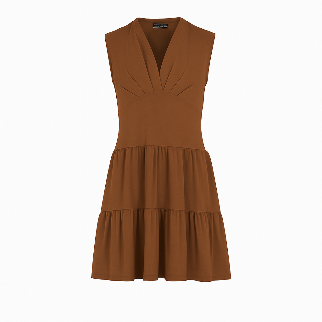 Cinnamon Brown Micromodal-Blend Jersey Sleeveless Dress