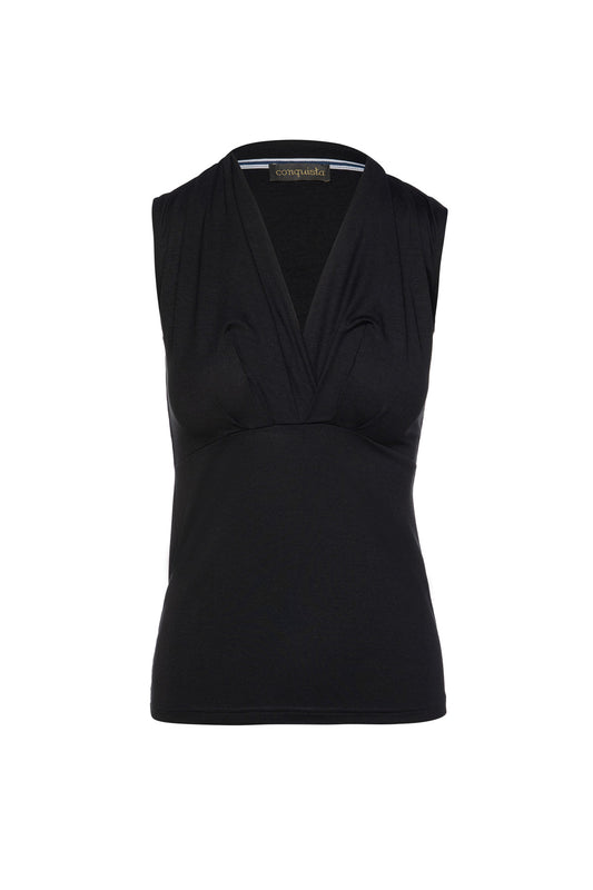 Elegant Sleeveless Stretch Jersey V-Neck Top