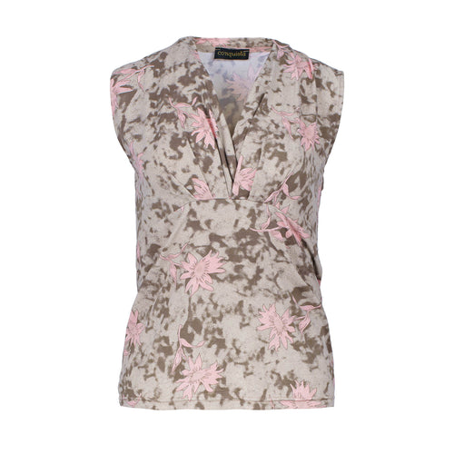 Floral Polyamide Jersey Sleeveless Top