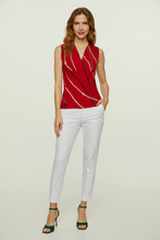 Load image into Gallery viewer, Red Cotton Jersey Sleeveless Top with Rope Print