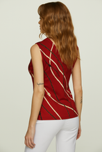 Load image into Gallery viewer, Red Cotton Jersey Sleeveless Top with Rope Print