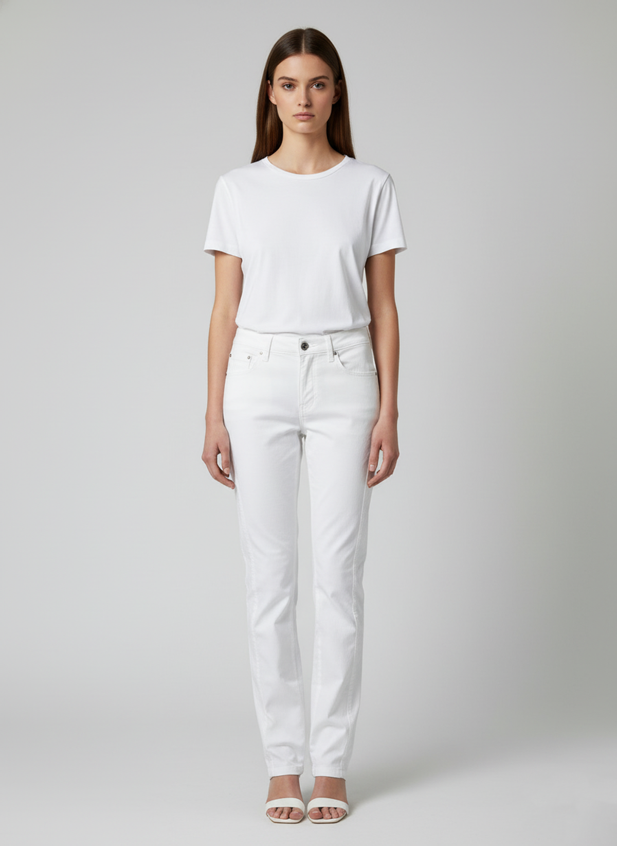 Conquista Παντελόνι Slim Fit Μακρύ Casual Μονόχρωμο Βαμβάκι Ελαστάνη Λευκό C241-150-01