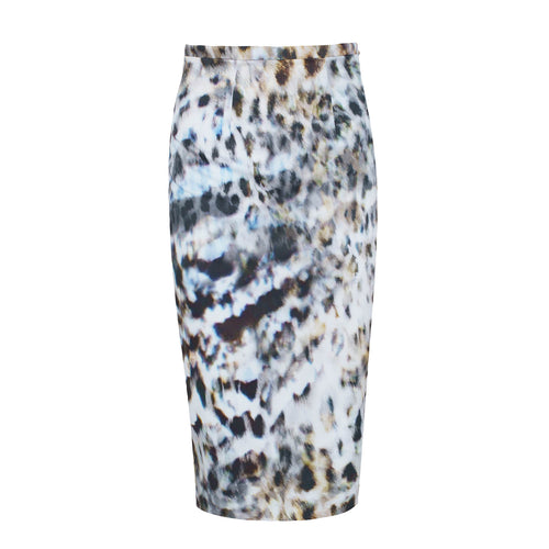 Leopard Print Elastic Gabardine Pencil Skirt