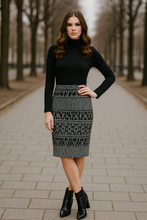 Load image into Gallery viewer, Below-Knee Leopard Print Elastic Gabardine Pencil Skirt