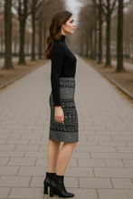 Load image into Gallery viewer, Below-Knee Leopard Print Elastic Gabardine Pencil Skirt