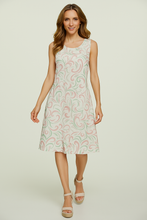 Load image into Gallery viewer, Floral Jacquard Sleeveless A-Line Dress – Cotton Blend, Above Knee