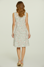 Load image into Gallery viewer, Floral Jacquard Sleeveless A-Line Dress – Cotton Blend, Above Knee