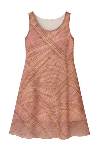 Rosewood Patterned Sleeveless Net Dress with Viscose Jersey Lining