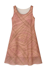 Rosewood Patterned Sleeveless Net Dress with Viscose Jersey Lining