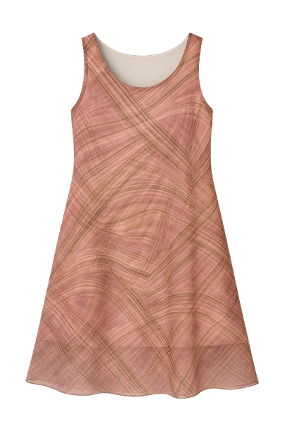 Rosewood Patterned Sleeveless Net Dress with Viscose Jersey Lining