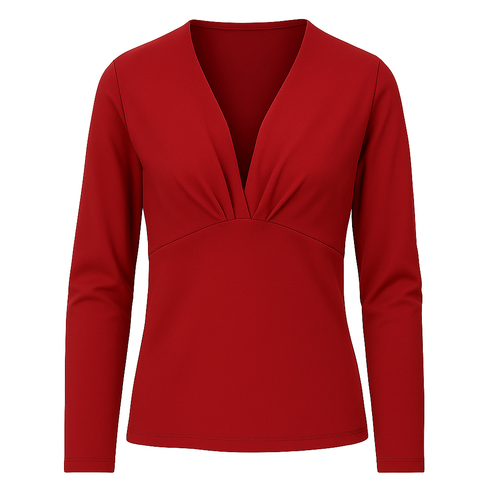 Burgundy Viscose-Wool Long Sleeve Top