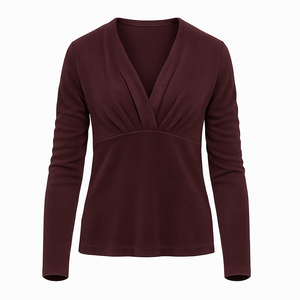 Burgundy Jersey Top with Polyamide