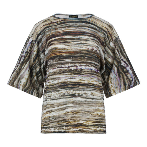 Textured Knit-Effect Printed Oversized T-Shirt