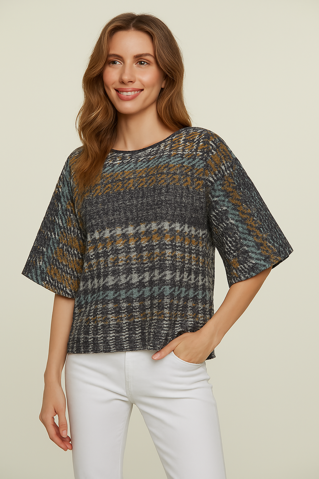 Μπλούζα Houndstooth Knit Effect Oversized