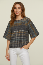 Load image into Gallery viewer, Houndstooth Knit-Effect Oversized T-Shirt