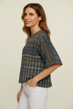 Load image into Gallery viewer, Houndstooth Knit-Effect Oversized T-Shirt