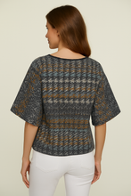 Load image into Gallery viewer, Houndstooth Knit-Effect Oversized T-Shirt