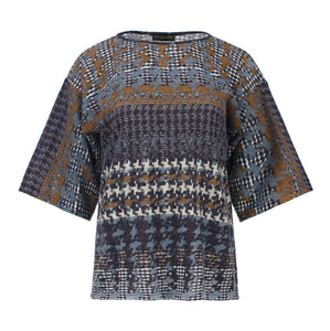 Houndstooth Knit-Effect Oversized T-Shirt