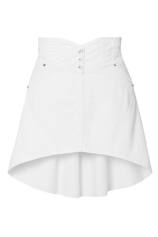 Conquista Φούστα Mini Casual Με Κουμπιά Ασύμμετρη Μονόχρωμη Λευκή C241-204-01