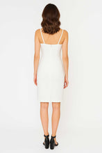 Load image into Gallery viewer, White Fitted Gabardine Dress – Cotton &amp; Elastane Blend | Minimalist Midi