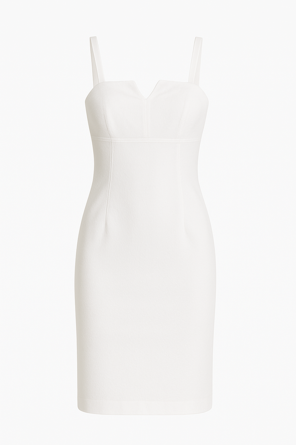 White Fitted Gabardine Dress – Cotton & Elastane Blend | Minimalist Midi