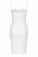Load image into Gallery viewer, White Fitted Gabardine Dress – Cotton &amp; Elastane Blend | Minimalist Midi