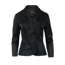 Load image into Gallery viewer, Fitted Satin Blazer in Black – Conquista