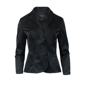 Fitted Satin Blazer in Black – Conquista