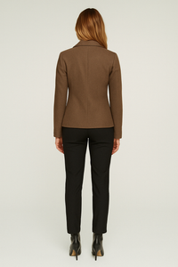 Brown Stretch Cotton Gabardine Blazer – Conquista