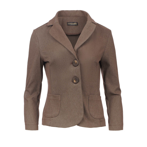 Brown Stretch Cotton Gabardine Blazer – Conquista