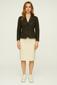 Women's Tencel Blazer with Wrist-Length Sleeves – Dark Olive