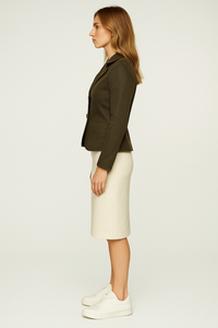 Women's Tencel Blazer with Wrist-Length Sleeves – Dark Olive