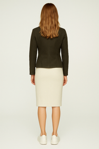 Women's Tencel Blazer with Wrist-Length Sleeves – Dark Olive