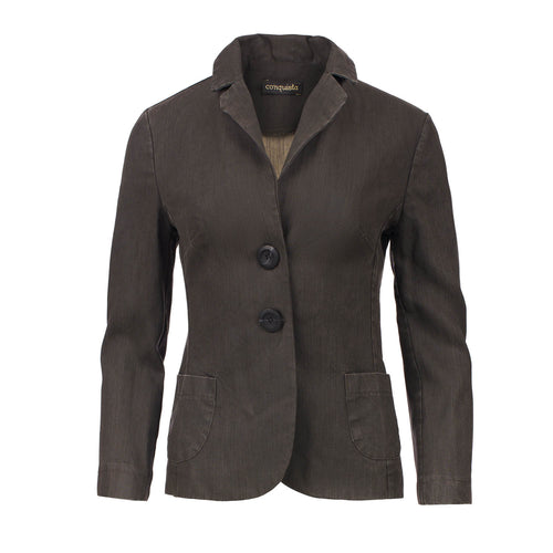 Tailored Olive Blazer in 100% Tencel Washed Woven Fabric