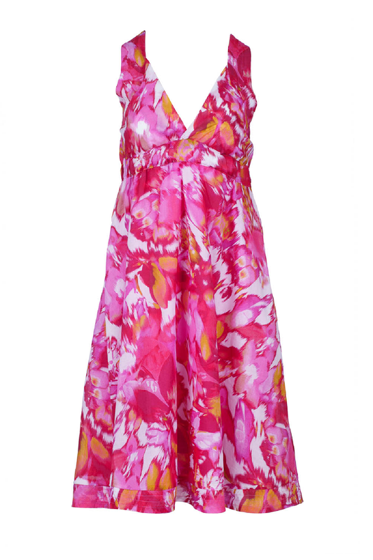 Conquista Φόρεμα Mini Casual Κρουαζέ Αμάνικο V-Λαιμόκοψη Floral Ροζ C241-233-99