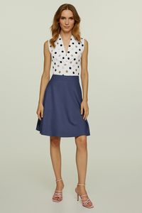 Sleeveless Polka Dot Jersey Top in Viscose-Elastane