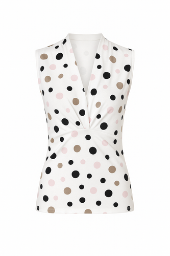 Sleeveless Polka Dot Jersey Top in Viscose-Elastane